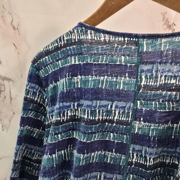 Habitat Shirt Womens Large Blue T Tee V Neck Pockets Artsy Art Mosaic Abstract - Picture 6 of 11